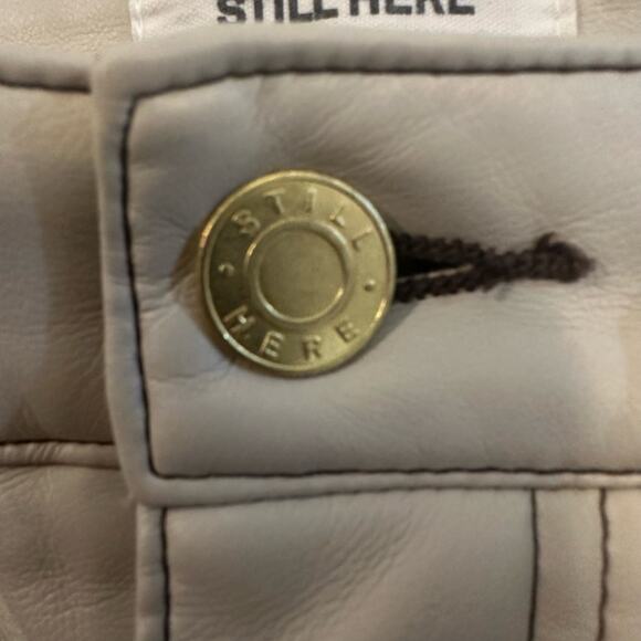 Still Here Vegan Leather Tate Straight Pants in Oxford Bone sz 24 $350 - Picture 8 of 12